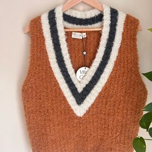 VRG GRL Fuzzy V-Neck Sweater Vest NWT